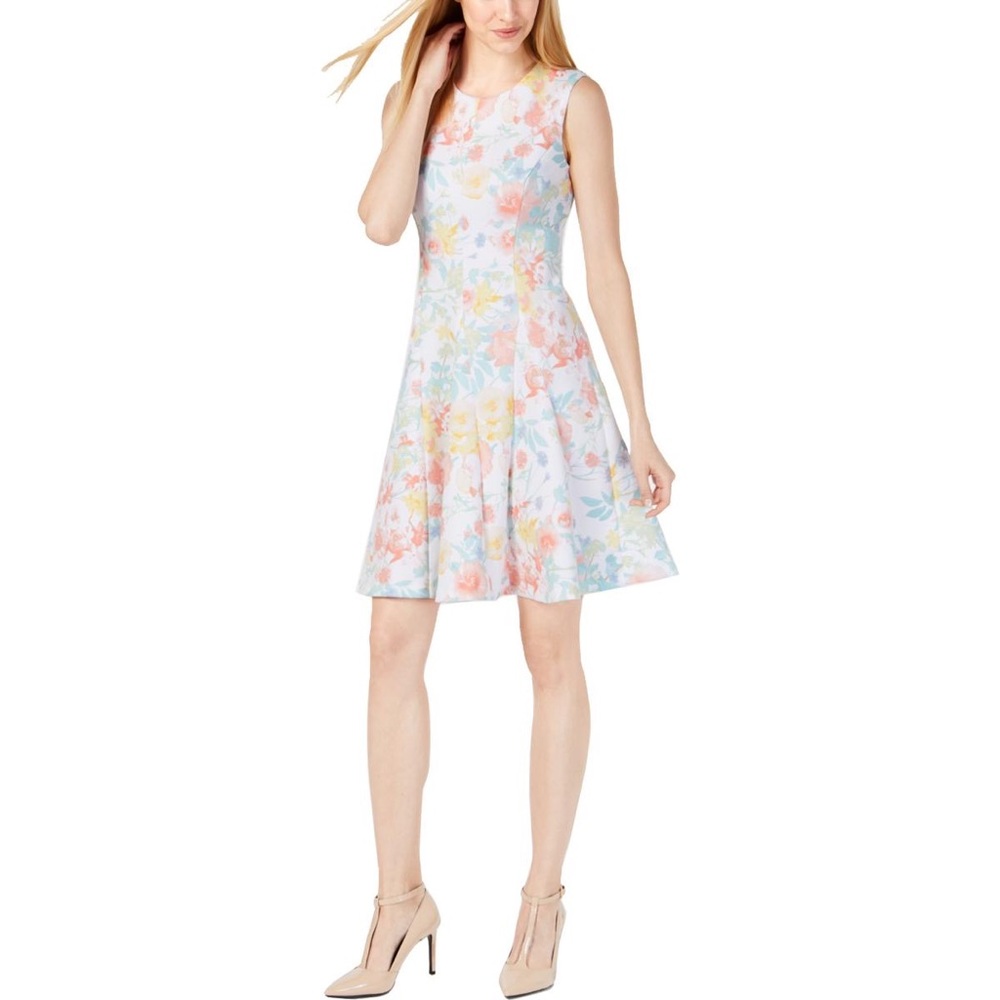 BN Calvin Klein Floral Fit and Flare Dress